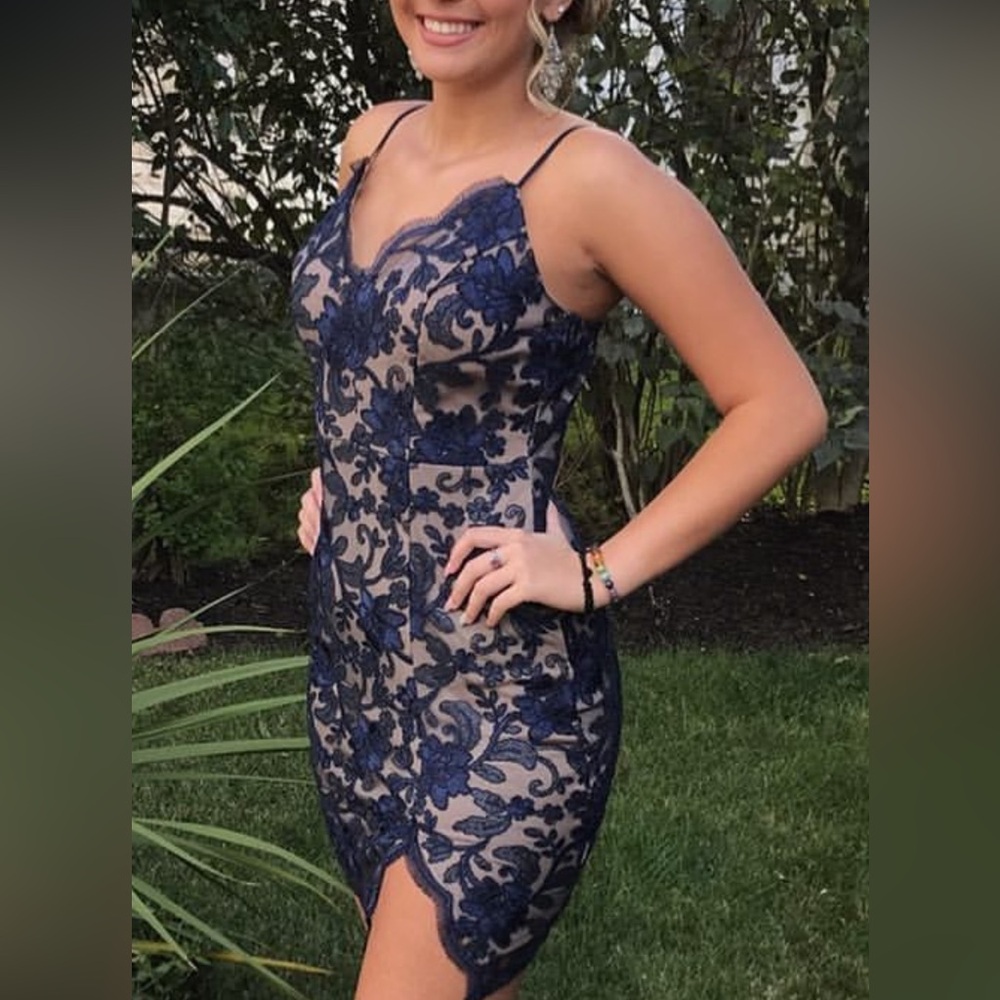 Blue lace short dress worn once